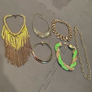 6 piece bundle - Gold Tone Fashion Jewelry Necklaces